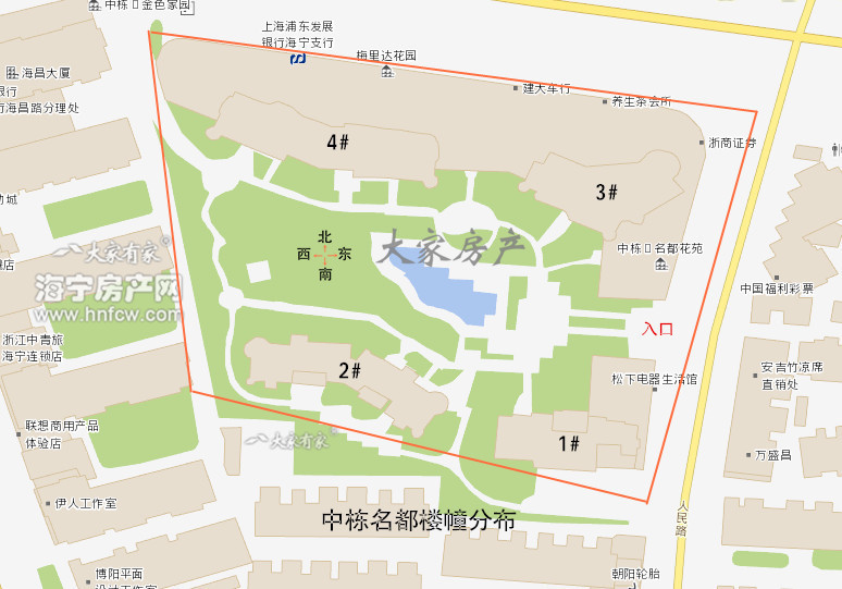 中栋名都,小区幢落分布图,