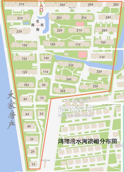 鸿翔浅水湾,小区幢落分布图,