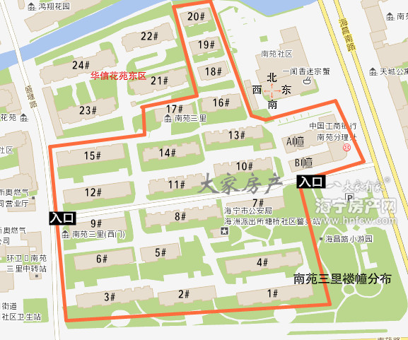 南苑三里,小区幢落分布图,
