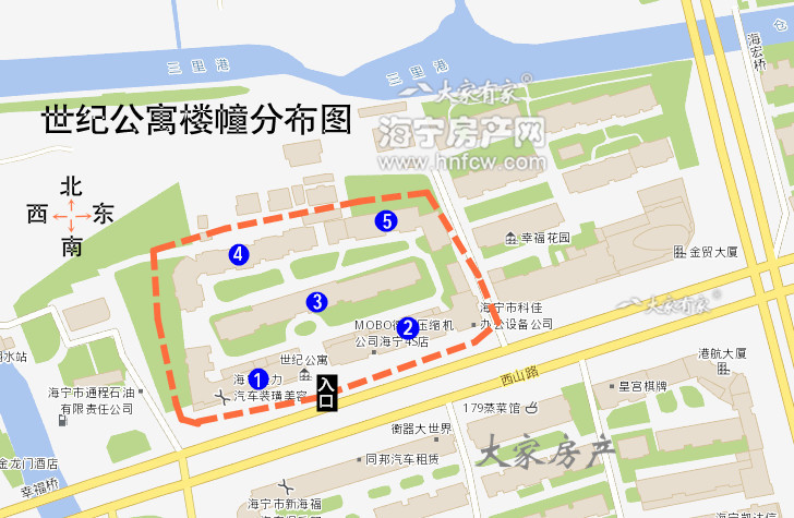 世纪公寓,小区幢落分布图,