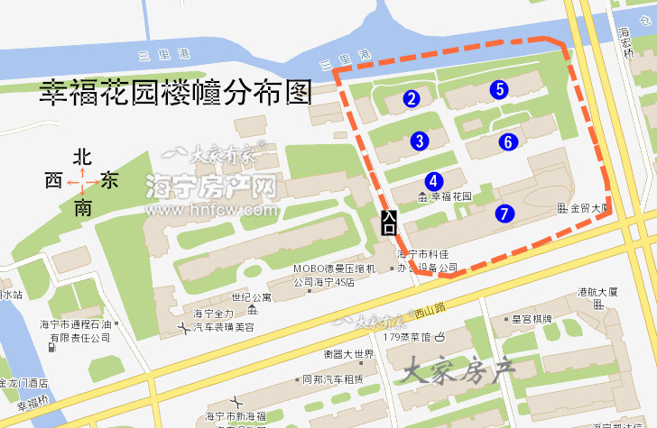 幸福花园,小区幢落分布图,