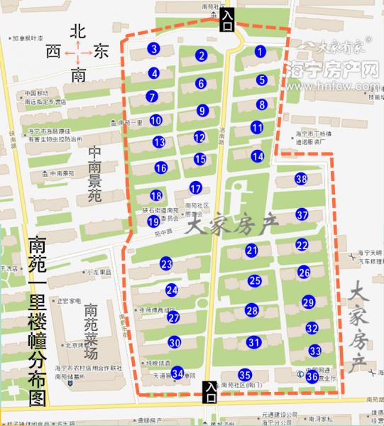 南苑一里,小区幢落分布图,