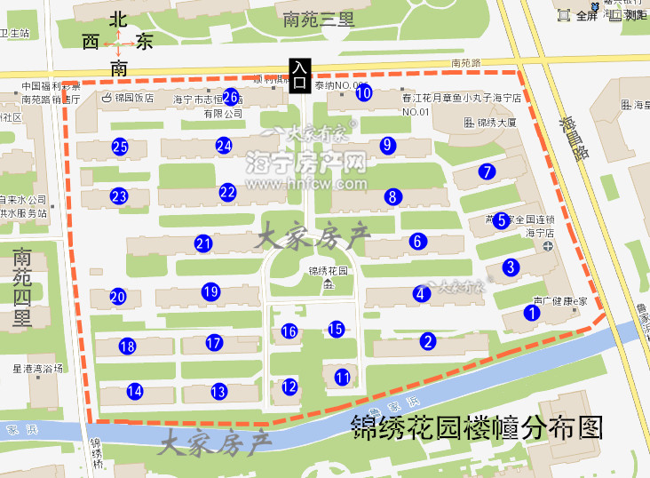 锦绣花园,小区幢落分布图,
