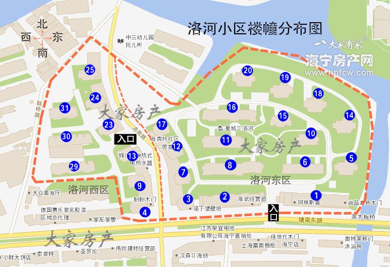 洛河小区,小区幢落分布图,