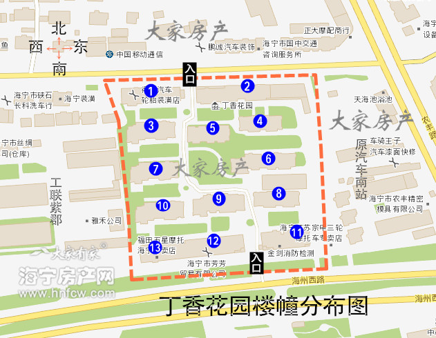 丁香花园,小区幢落分布图,