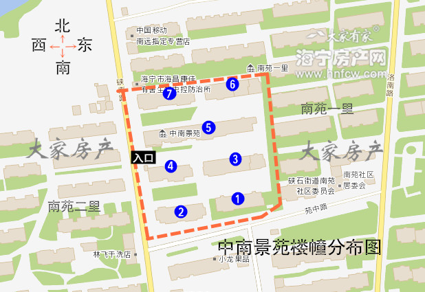 中南景苑,小区幢落分布图,