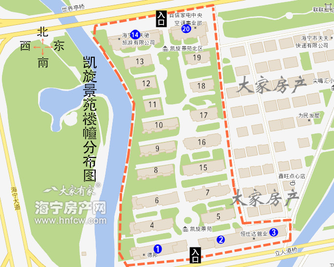 凯旋景苑,小区幢落分布图,