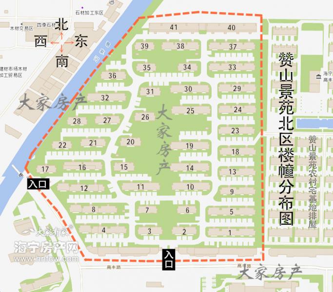 赞山景苑,小区幢落分布图,