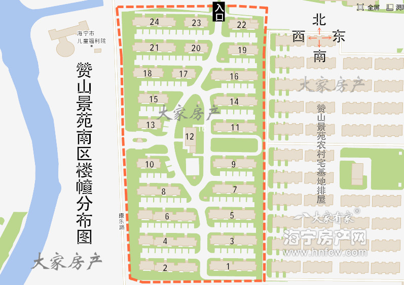 赞山景苑,小区幢落分布图,