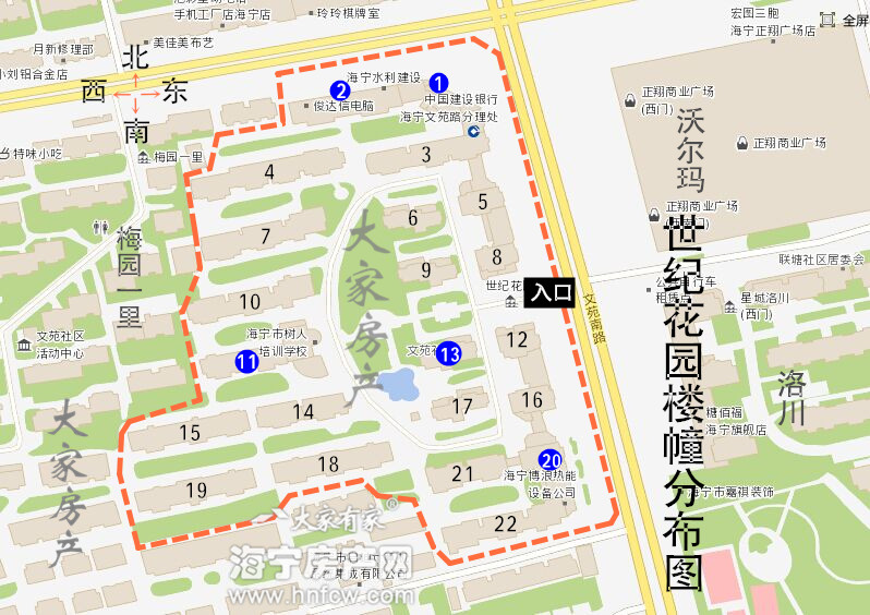 世纪花园,小区幢落分布图,