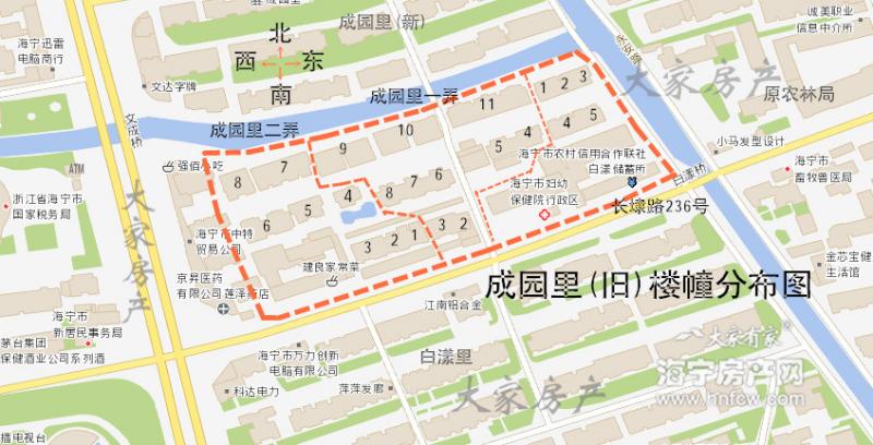 成园里(旧),小区幢落分布图,