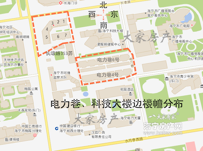 科技大楼边,小区幢落分布图,