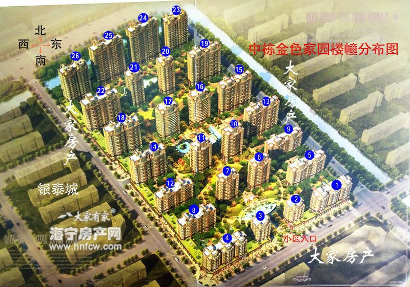中栋金色家园,小区幢落分布图,