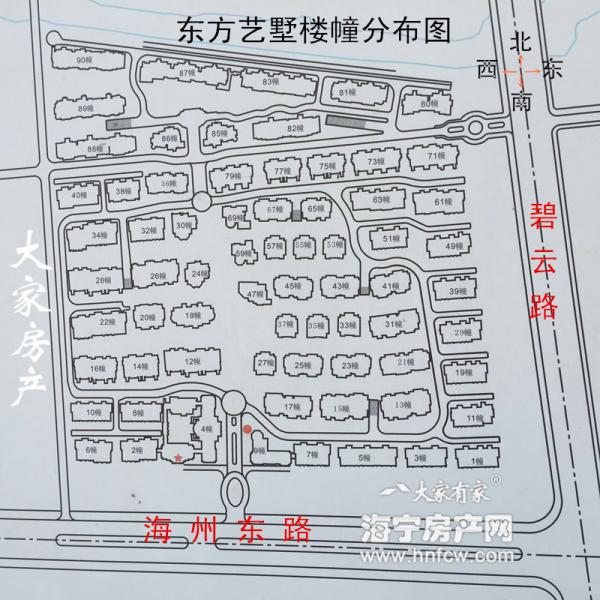 东方艺墅,小区幢落分布图,