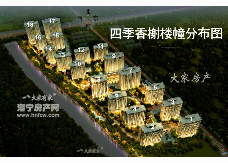 四季香榭,小区幢落分布图,