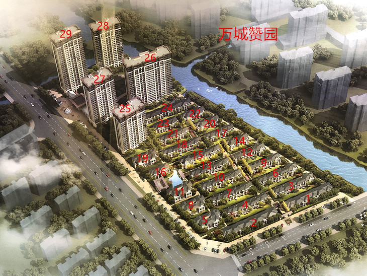 万城赞园,小区幢落分布图,
